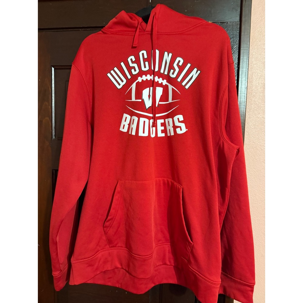 Stadium Athletics Wisconsin Badgers Hoodie Mens XXL Red Football Sweatshirt - Picture 1 of 5